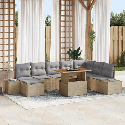 Garten Essgruppe mit Kissen 9 pcs Beige, Grau