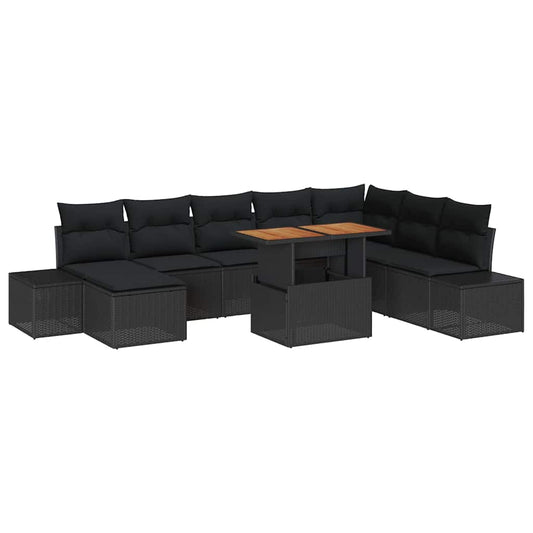 Garten Essgruppe mit Kissen 9 pcs Schwarz, Braun