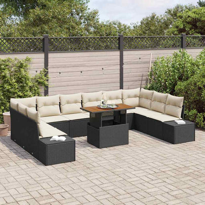 Garten-Sofa-Set 11 pcs Schwarz und Creme 100 x 55 x 73 cm