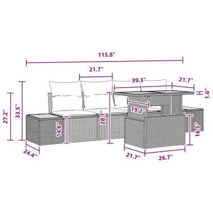 Garten Essgruppe 5 pcs Schwarz, Braun 100 x 55 x 73 cm
