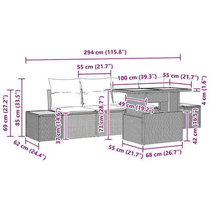 Garten Essgruppe mit Kissen 5 pcs Grau, Braun 100 x 55 x 73 cm