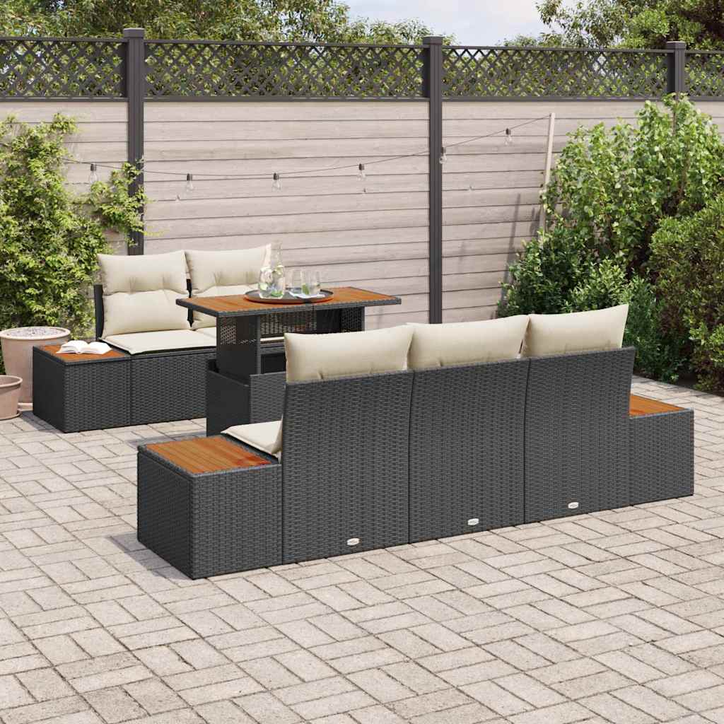 Garten Essgruppe Manuell 6 pcs Schwarz, Beige 100 x 55 x 73 cm