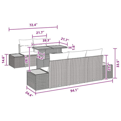 Garten Essgruppe Manuell 6 pcs Schwarz, Braun 100 x 55 x 73 cm