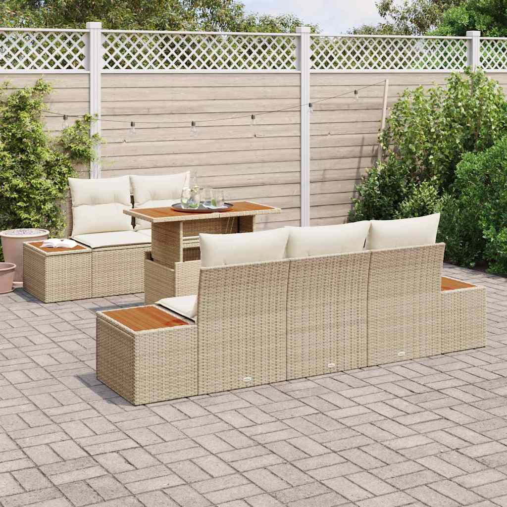 Garten Essgruppe mit Kissen 6 pcs Beige, Creme 100 x 55 x 73 cm