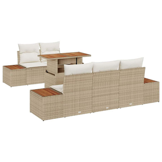Garten Essgruppe mit Kissen 6 pcs Beige, Creme 100 x 55 x 73 cm