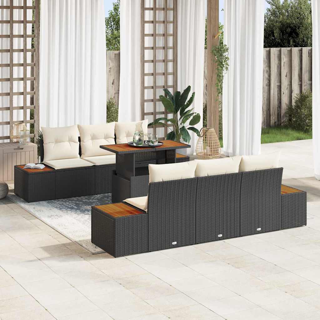 Garten Essgruppe 7 pcs Schwarz, Beige 100 x 55 x 73 cm