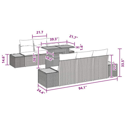 Garten Essgruppe 7 pcs Schwarz, Braun 100 x 55 x 73 cm