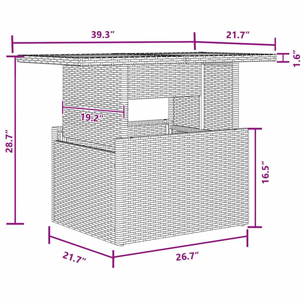 Garten Essgruppe 7 pcs Schwarz, Braun 100 x 55 x 73 cm