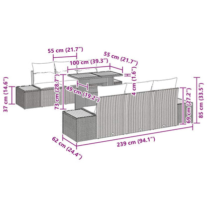 Garten Essgruppe mit Kissen 7 pcs Grau, Braun 100 x 55 x 73 cm