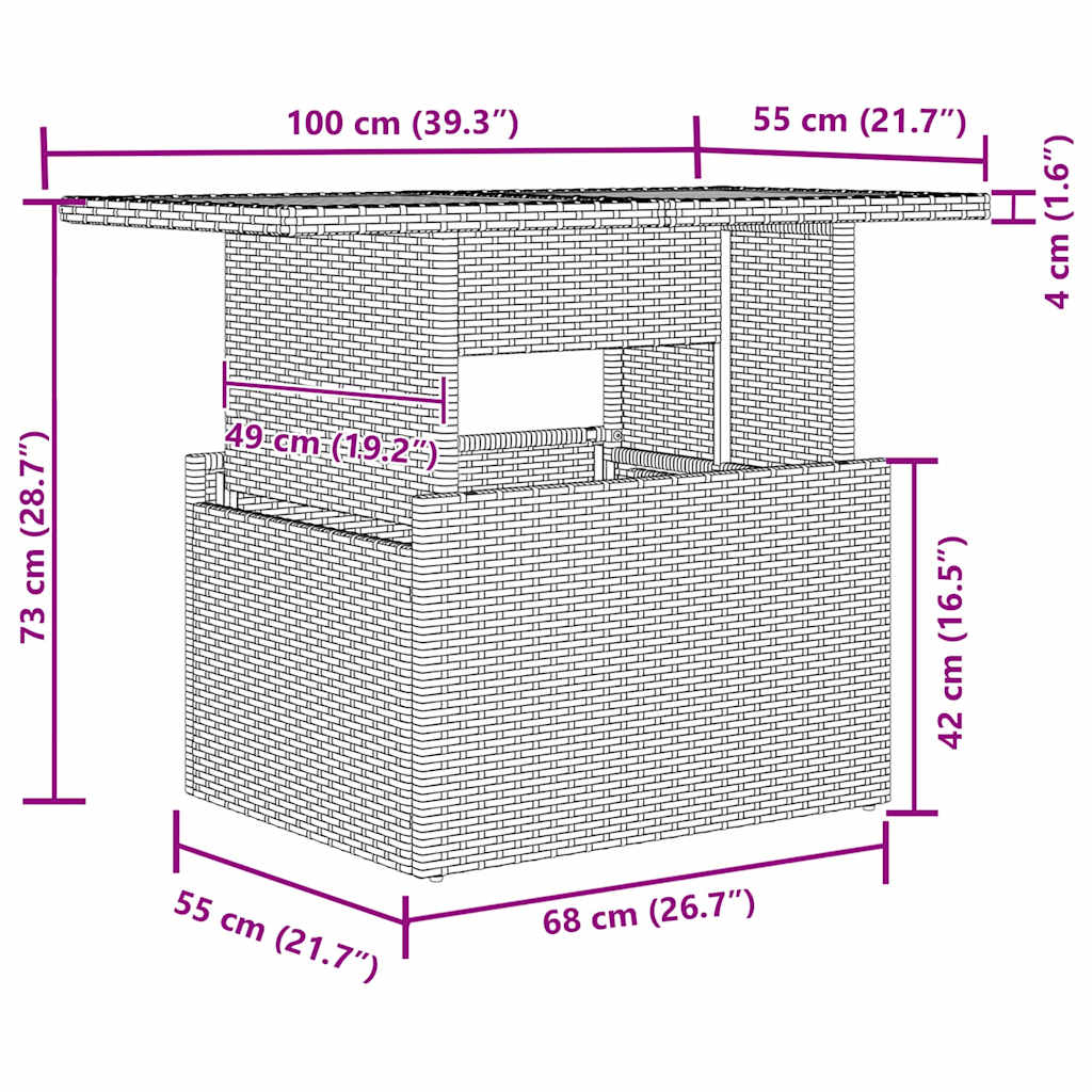 Garten Essgruppe mit Kissen 7 pcs Grau, Braun 100 x 55 x 73 cm