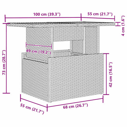 Garten Essgruppe mit Kissen 7 pcs Grau, Braun 100 x 55 x 73 cm