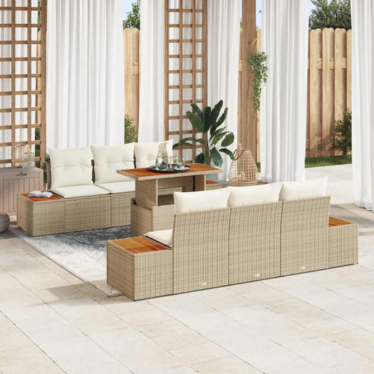Garten Essgruppe mit Kissen 7 pcs Beige, Creme 100 x 55 x 73 cm