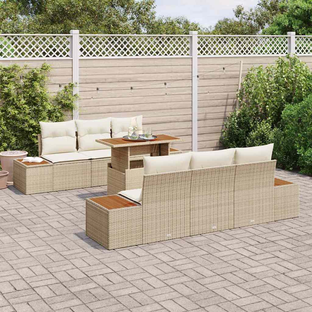 Garten Essgruppe mit Kissen 7 pcs Beige, Creme 100 x 55 x 73 cm