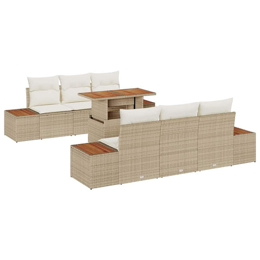 Garten Essgruppe mit Kissen 7 pcs Beige, Creme 100 x 55 x 73 cm