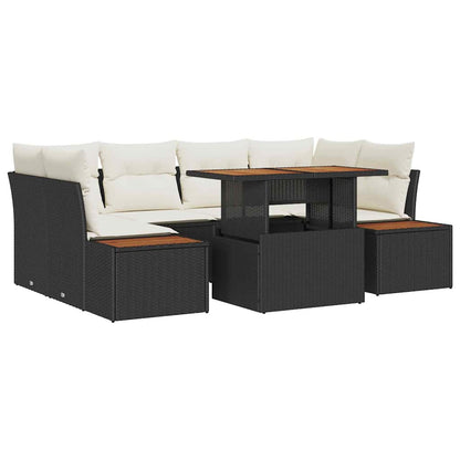 Garten Essgruppe 7 pcs Schwarz und Creme 100 x 55 x 73 cm