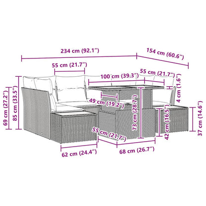 Garten Essgruppe 7 pcs Schwarz und Creme 100 x 55 x 73 cm