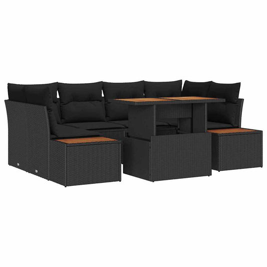 Garten Essgruppe 7 pcs Schwarz, Braun 100 x 55 x 73 cm