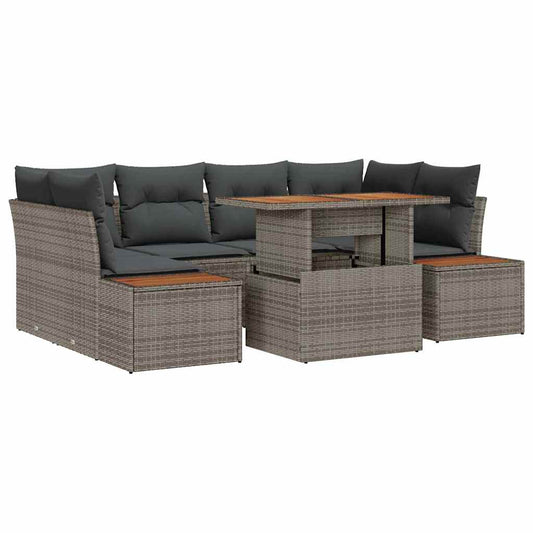 Garten Essgruppe mit Kissen 7 pcs Grau, Braun 100 x 55 x 73 cm