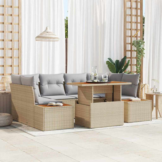 Garten Essgruppe mit Kissen 7 pcs Beige, Grau 100 x 55 x 73 cm