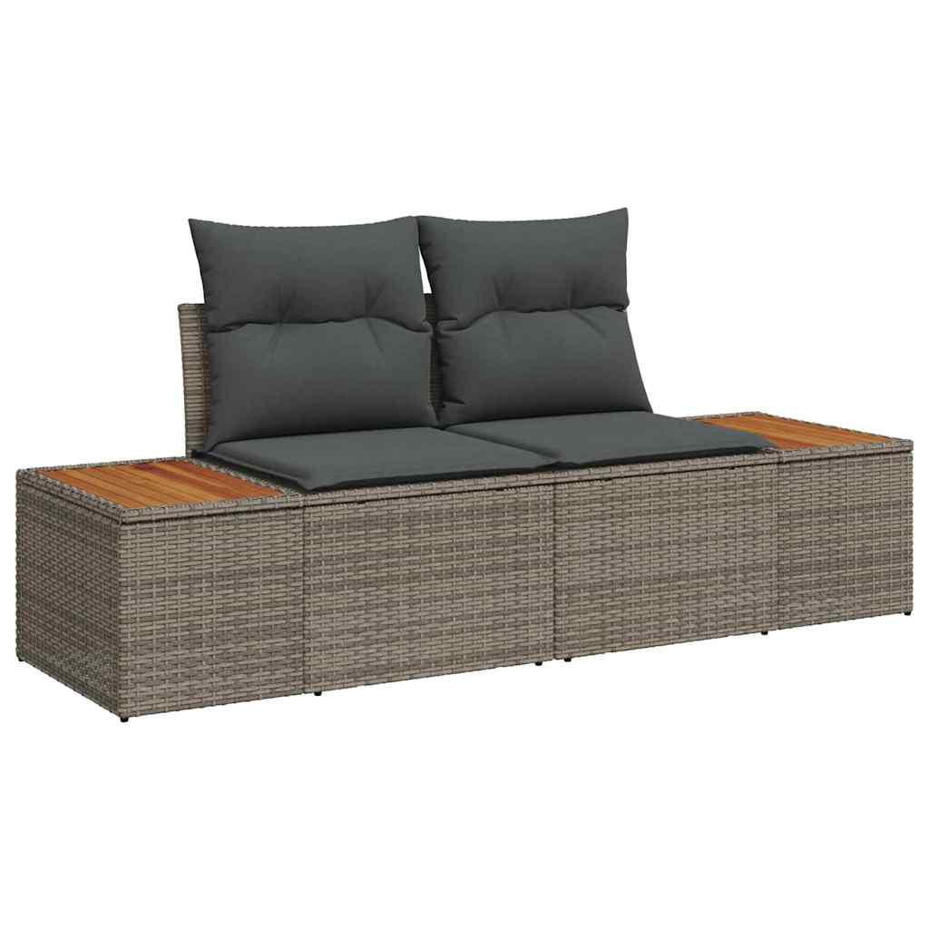 Garten-Sofa-Set mit Kissen 8 pcs Grau Poly Rattan