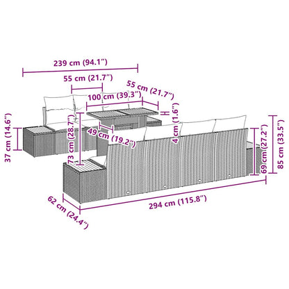 Garten-Sofa-Set mit Kissen 8 pcs Beige Poly Rattan