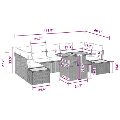 Garten Essgruppe 8 pcs Schwarz, Braun 100 x 55 x 73 cm