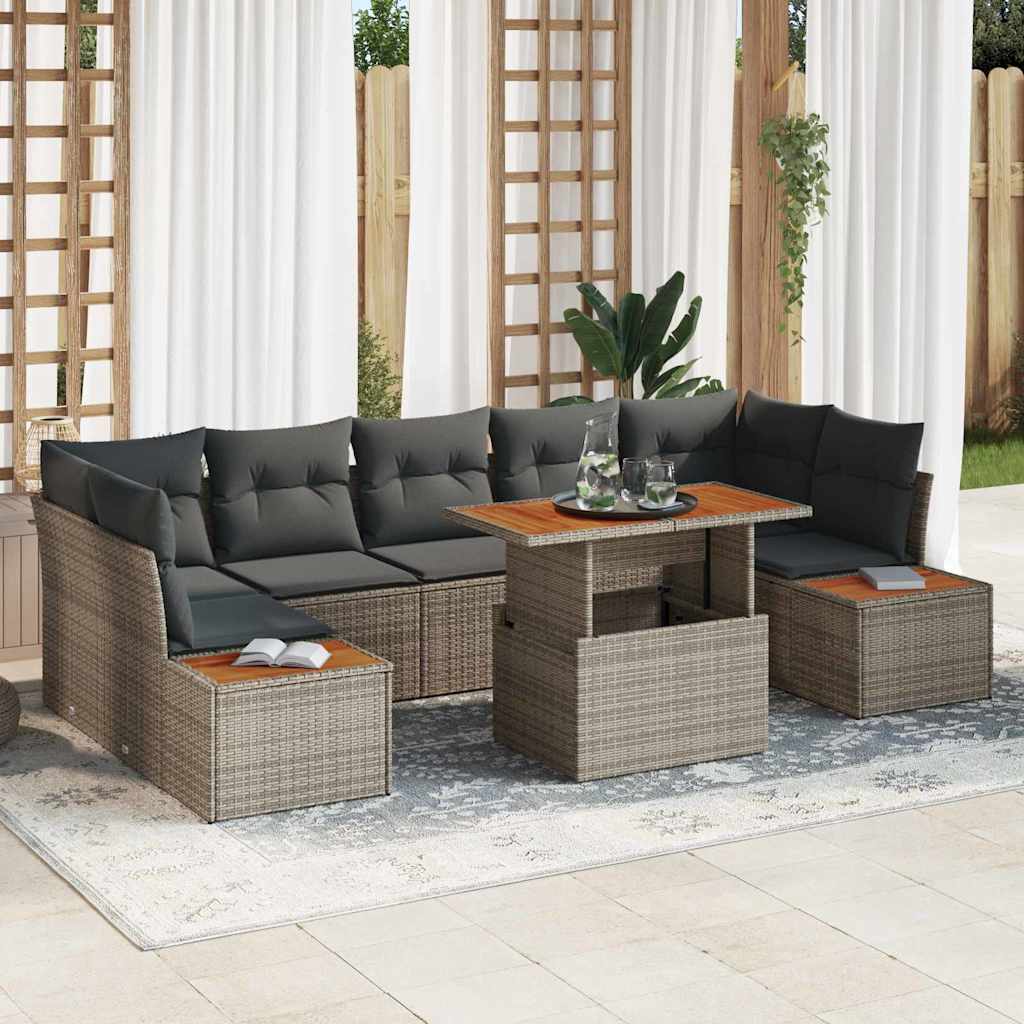 Garten Essgruppe mit Kissen 8 pcs Grau, Braun 100 x 55 x 73 cm