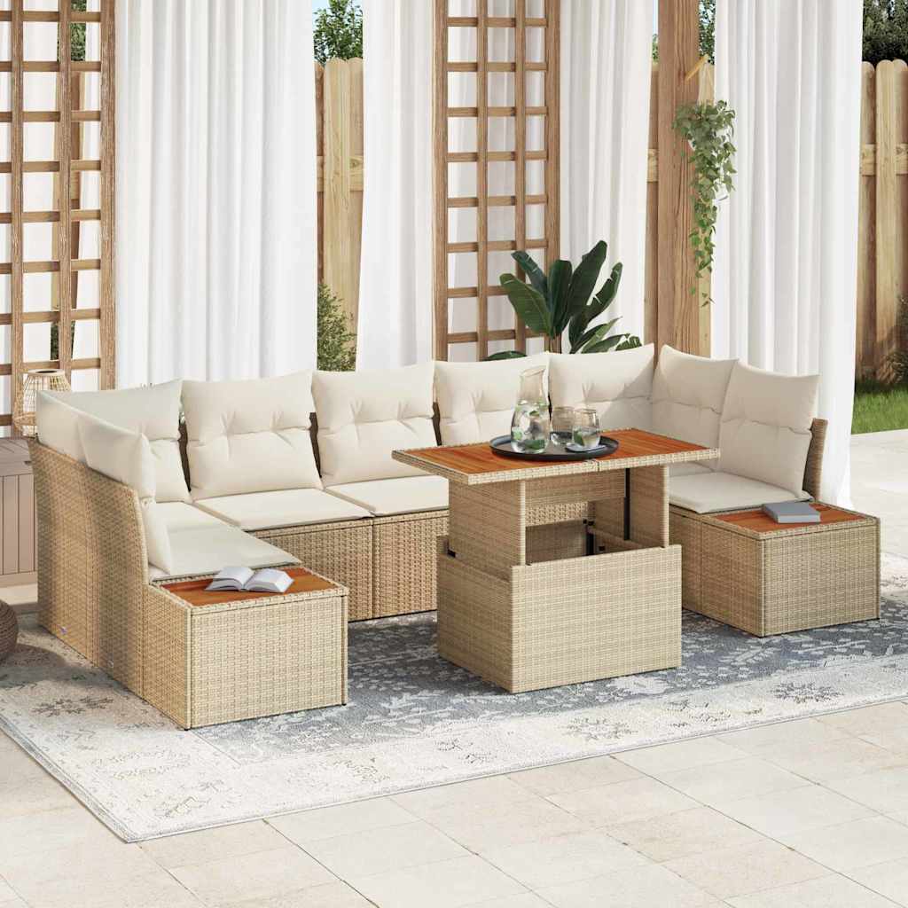 Garten Essgruppe mit Kissen 8 pcs Beige, Creme 100 x 55 x 73 cm
