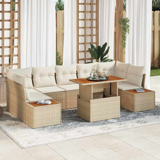 Garten Essgruppe mit Kissen 8 pcs Beige, Creme 100 x 55 x 73 cm