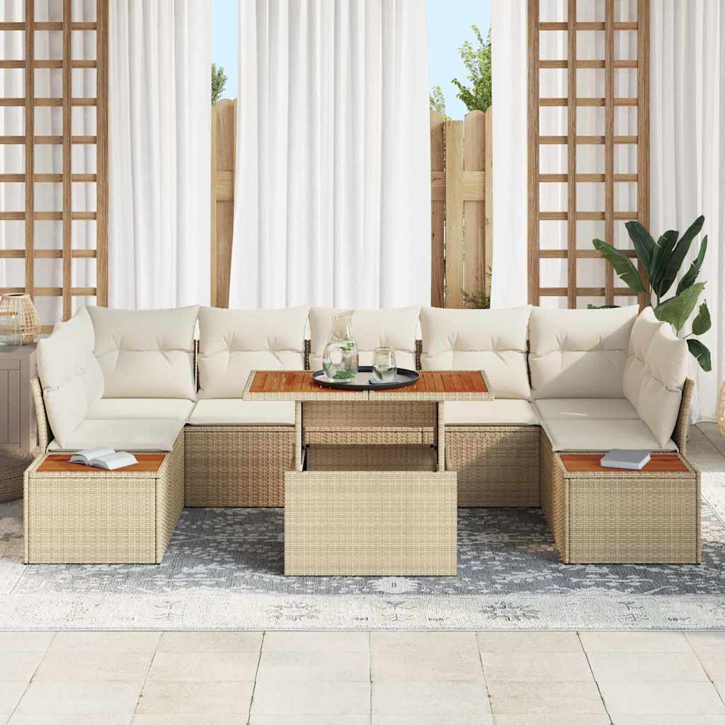 Garten Essgruppe mit Kissen 8 pcs Beige, Creme 100 x 55 x 73 cm