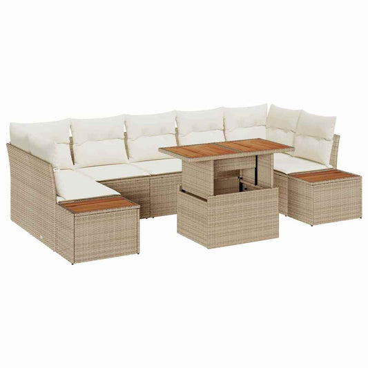 Garten Essgruppe mit Kissen 8 pcs Beige, Creme 100 x 55 x 73 cm