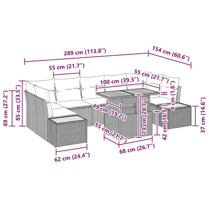 Garten Essgruppe mit Kissen 8 pcs Beige, Creme 100 x 55 x 73 cm