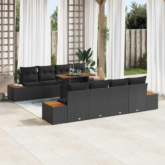 Garten Essgruppe 9 pcs Schwarz, Braun 100 x 55 x 73 cm