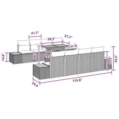 Garten Essgruppe 9 pcs Schwarz, Braun 100 x 55 x 73 cm