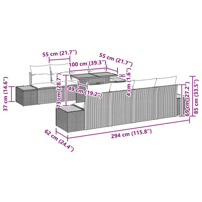 Garten Essgruppe mit Kissen 9 pcs Grau, Braun 100 x 55 x 73 cm