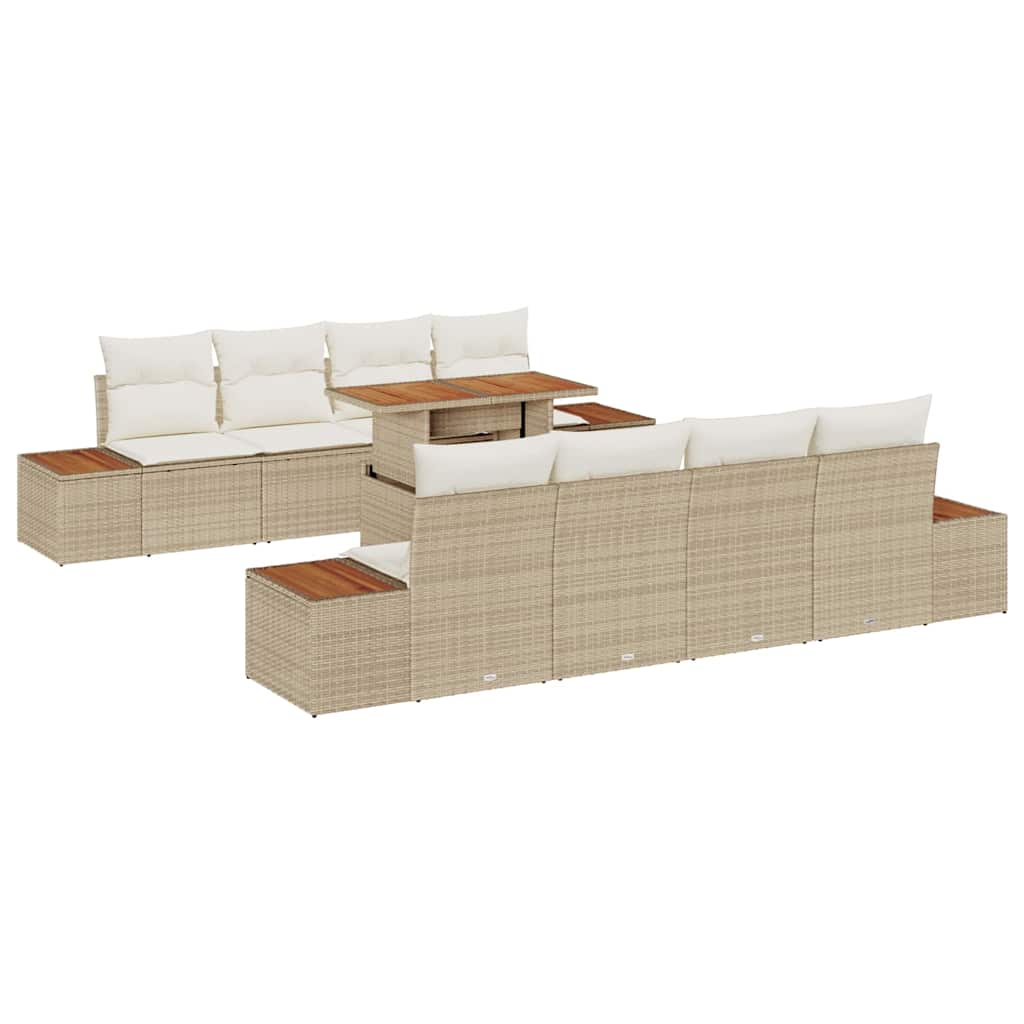 Garten Essgruppe mit Kissen 9 pcs Beige, Creme 100 x 55 x 73 cm