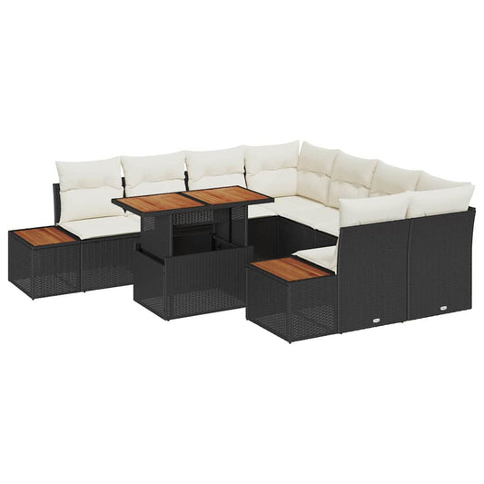 Garten Essgruppe 9 pcs Schwarz Beige 100 x 55 x 73 cm