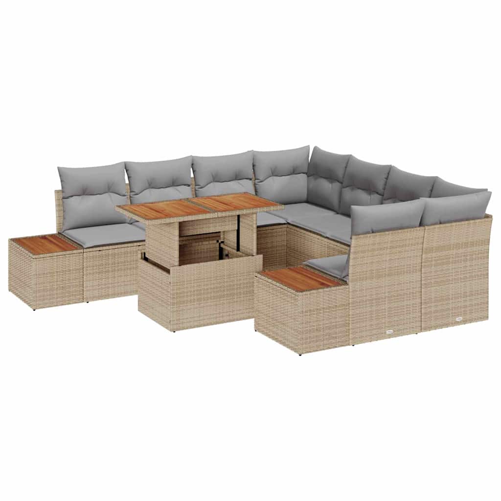 Garten Essgruppe mit Kissen 9 pcs Beige, Grau 100 x 55 x 73 cm