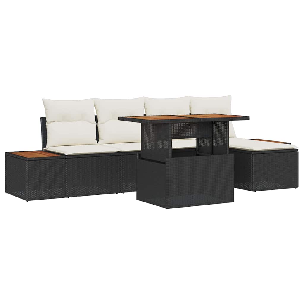 Garten Essgruppe mit Kissen 6 pcs Schwarz und Creme