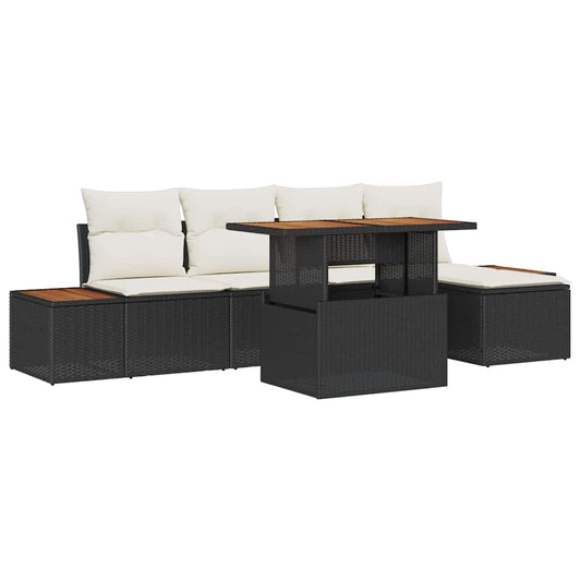 Garten Essgruppe mit Kissen 6 pcs Schwarz und Creme