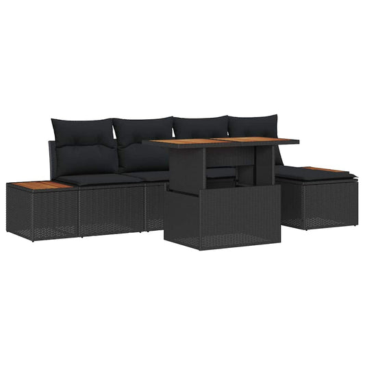 Garten Essgruppe mit Kissen 6 pcs Schwarz, Braun
