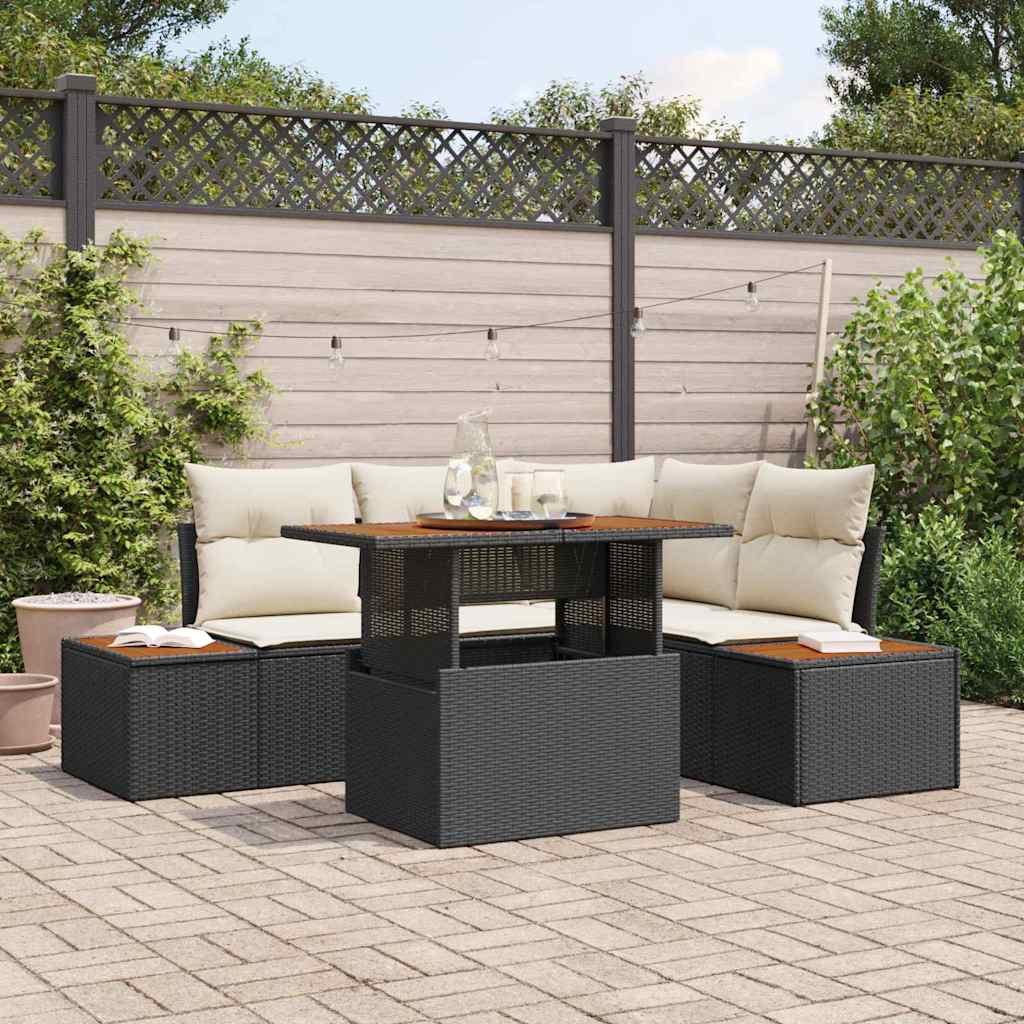 Garten Essgruppe 5 pcs Schwarz Cremefarben 100 x 55 x 73 cm