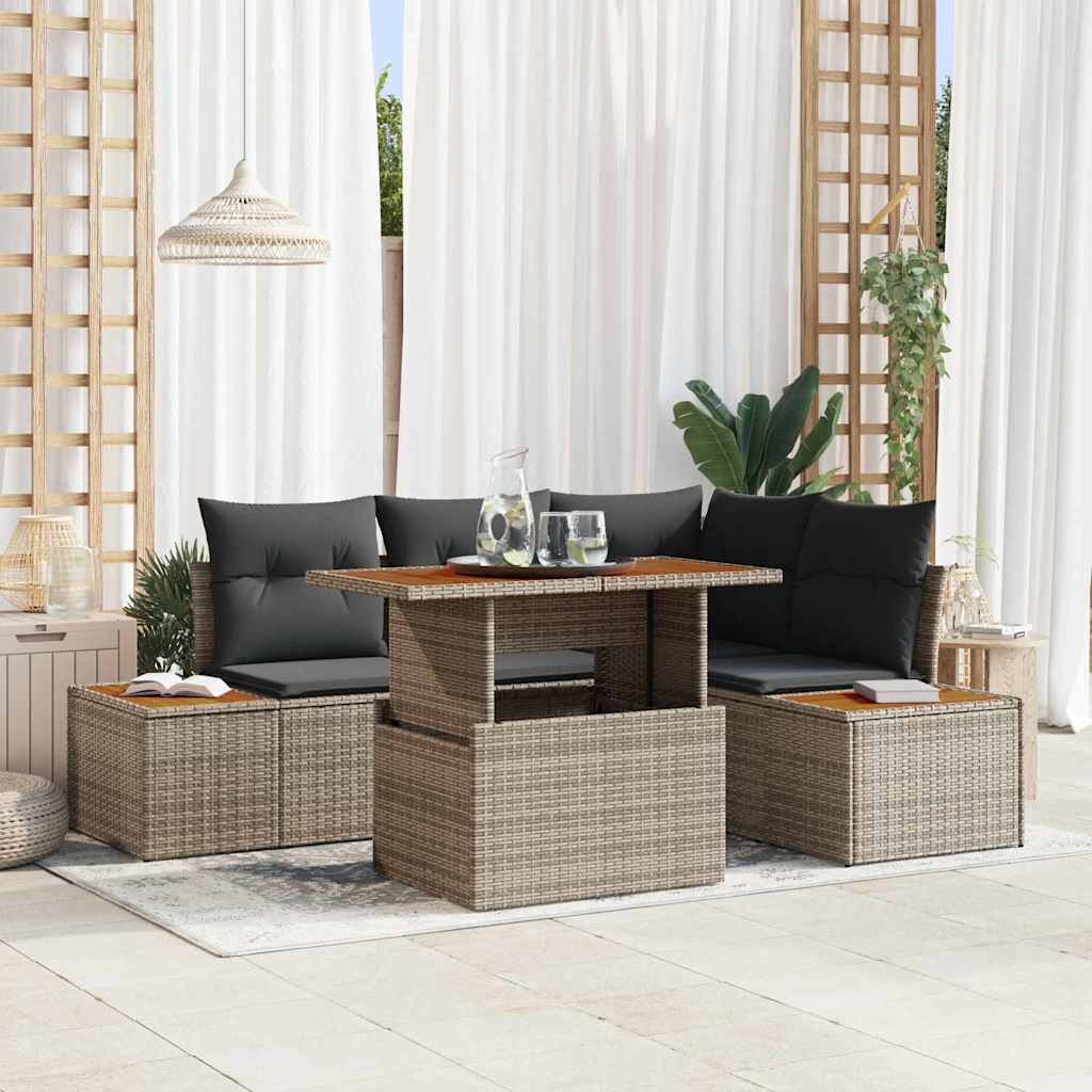 Garten Essgruppe mit Kissen 5 pcs Grau, Braun 100 x 55 x 73 cm