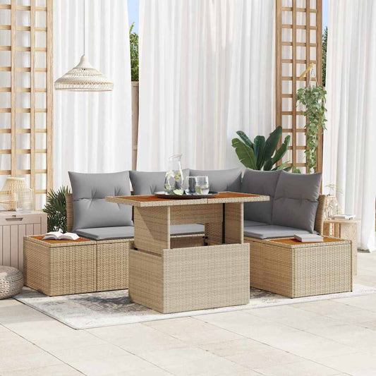 Garten Essgruppe mit Kissen 5 pcs Beige, Grau 100 x 55 x 73 cm
