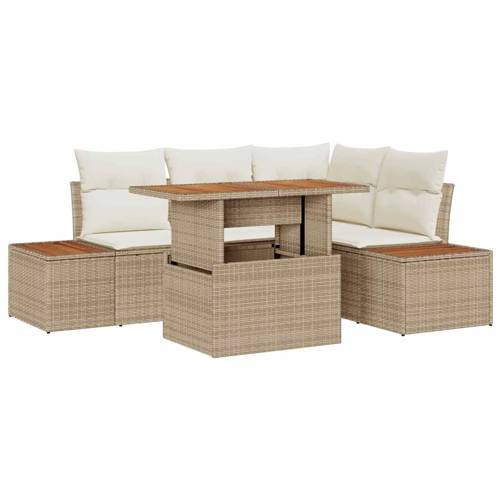 Garten Essgruppe mit Kissen 5 pcs Beige, Creme 100 x 55 x 73 cm
