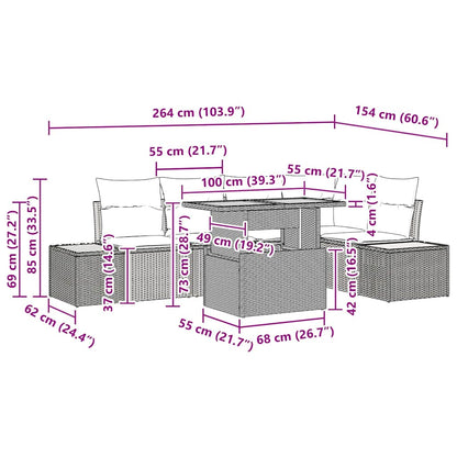 Garten Essgruppe mit Kissen 6 pcs Beige, Grau 100 x 55 x 73 cm
