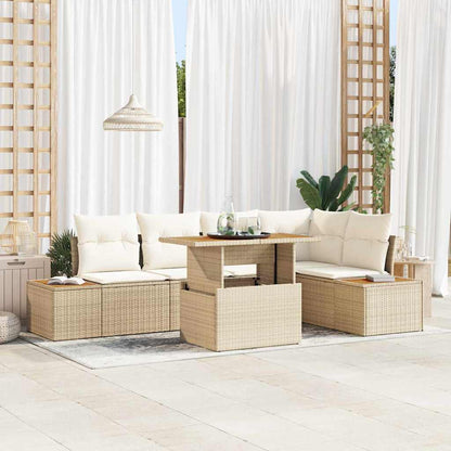 Garten Essgruppe mit Kissen 6 pcs Beige, Creme 100 x 55 x 73 cm