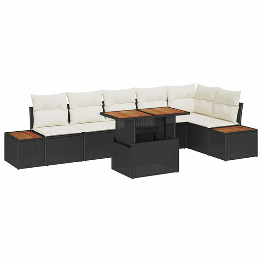 Garten Essgruppe 7 pcs Beige Dunkelbraun 100 x 55 x 73 cm