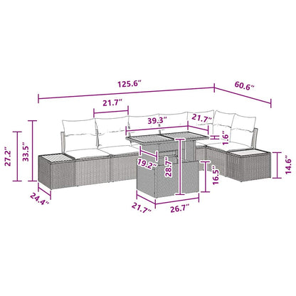 Garten Essgruppe 7 pcs Schwarz, Braun 100 x 55 x 73 cm