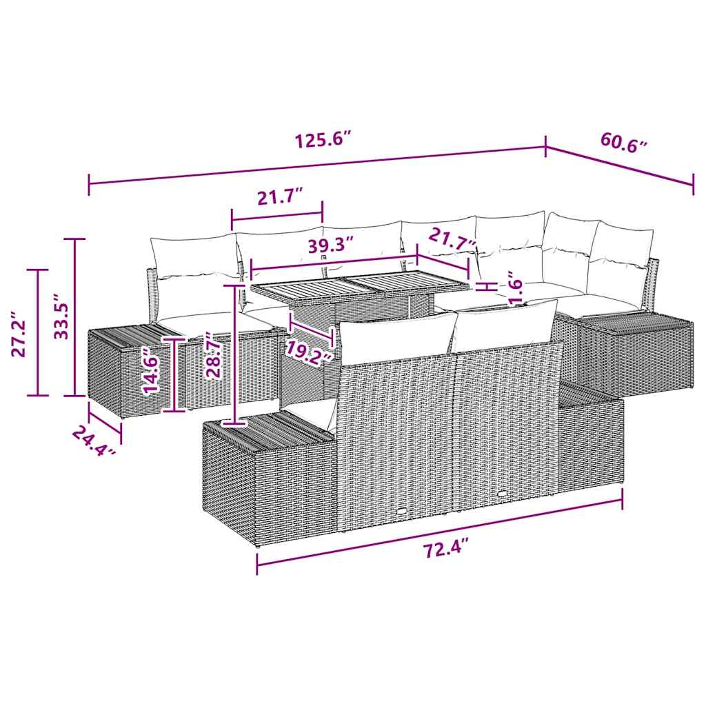 Garten Essgruppe Manuell 9 pcs Schwarz, Braun 100 x 55 x 73 cm